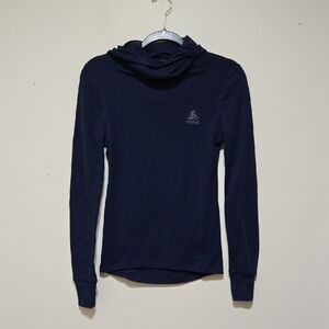 Odlo Women's Blue Base Layer Hooded Mask Top